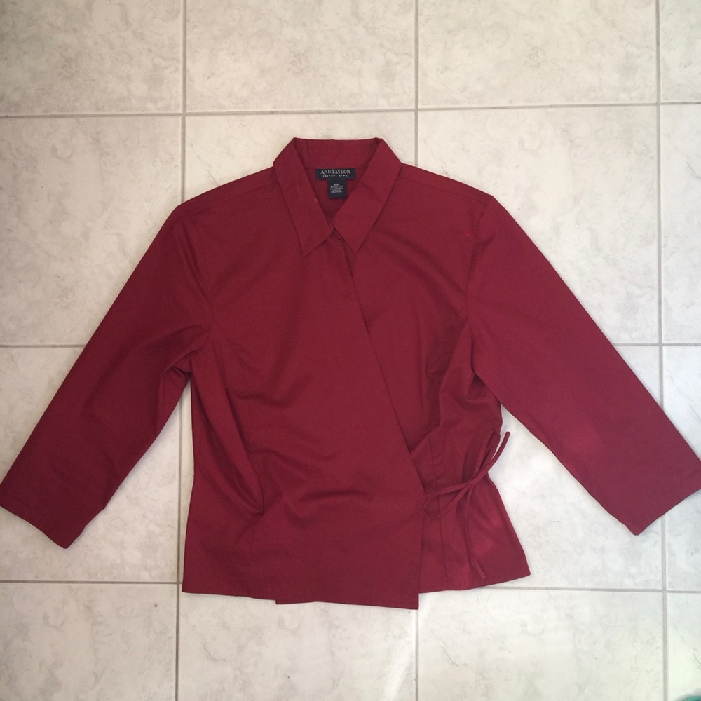 Ann Taylor Red Wrap Blouse